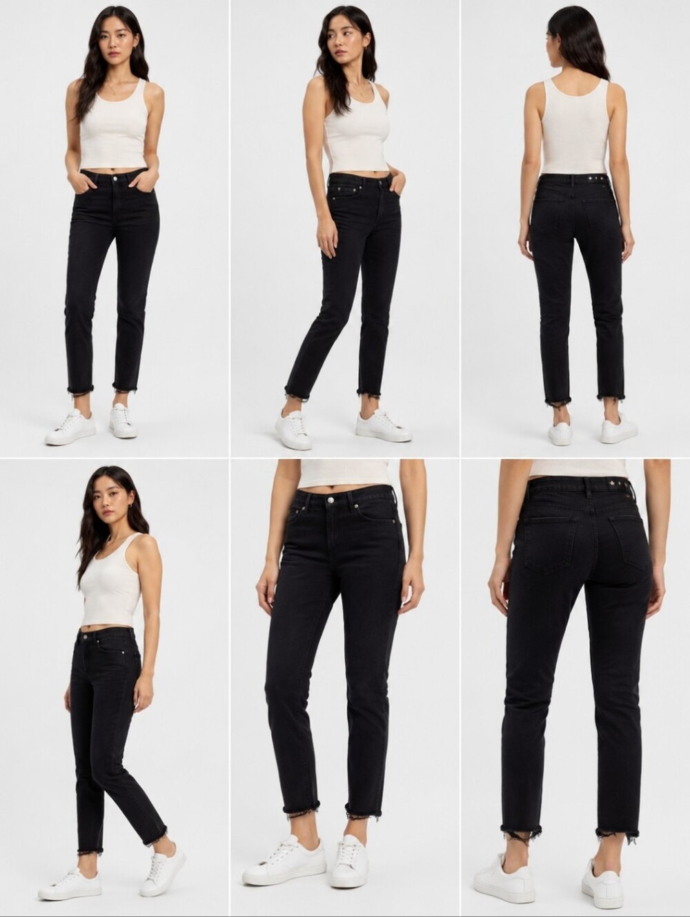 Golden Goose Black Cropped Raw Hem Skinny Jeans Size 26 Made in Italy Stretch De